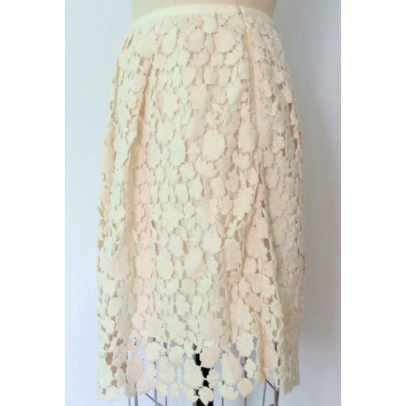 CLUB MONACO NATURAL IVORY COTTON FLORAL CROCHET COQUETTE MINI SKIRT 8 NWT - Picture 3 of 7